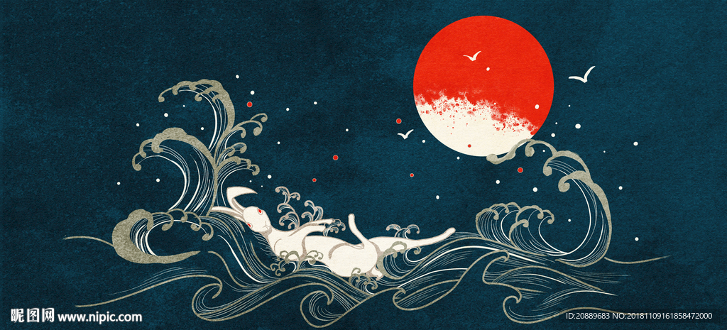 仙鹤 中国风 水墨画 水彩画