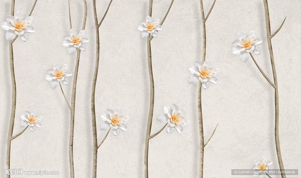 现代3D花朵背景墙
