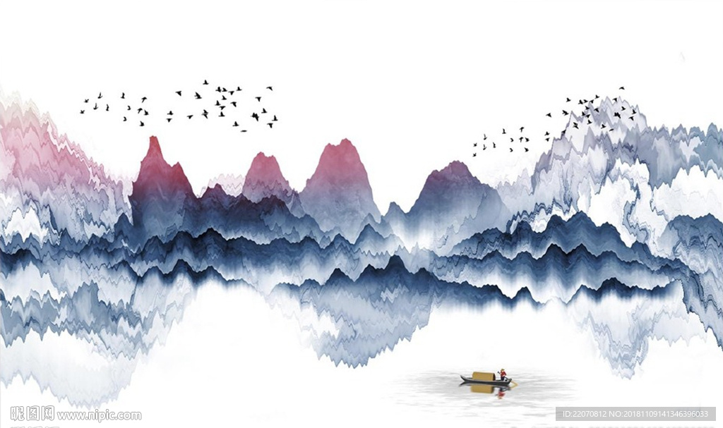 唯美推晕抽象山水背景墙