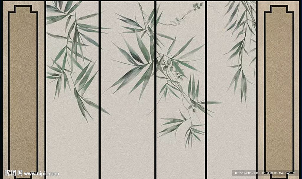 中式手绘花鸟背景墙