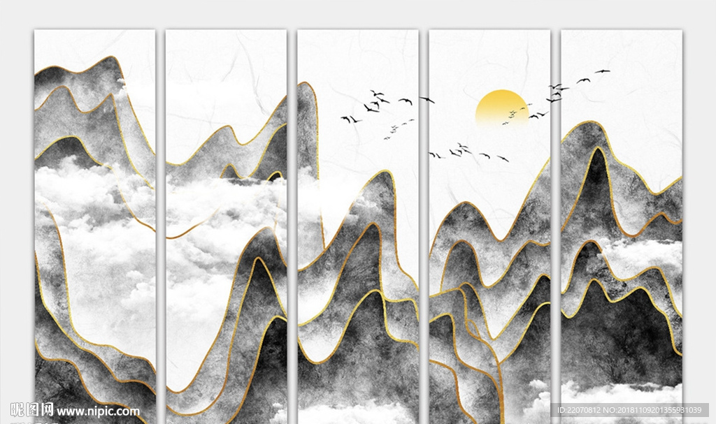 意境质感山水风景背景墙