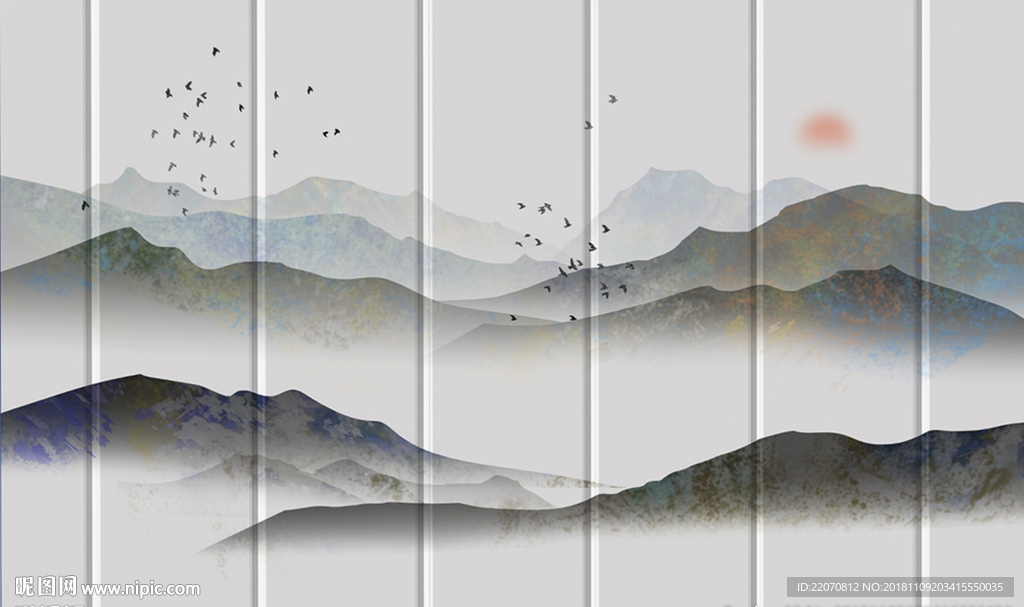 中式意境山水背景墙