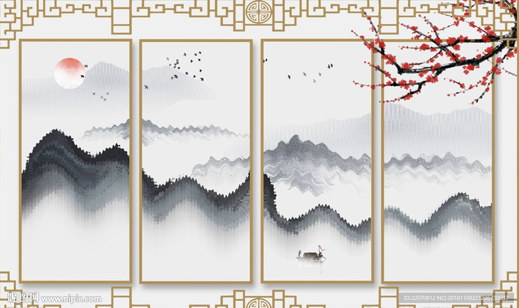 山梅花意境背景墙
