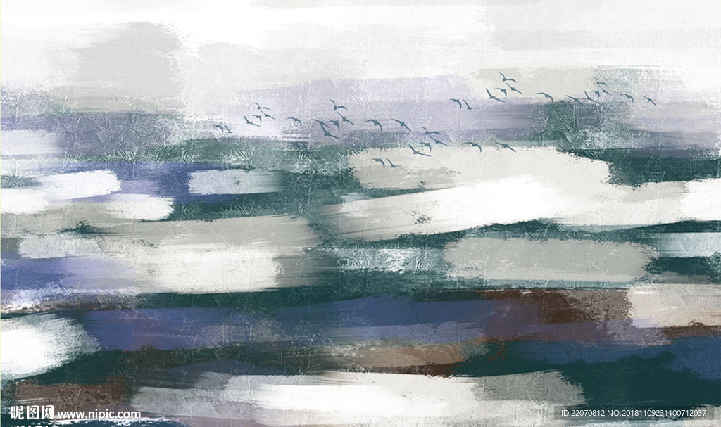 现代简约抽象彩绘色块背景墙