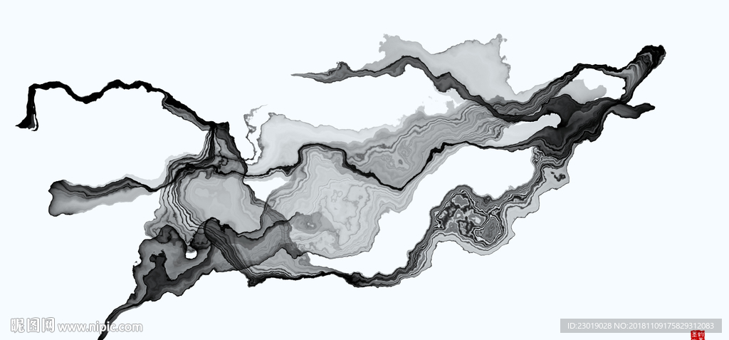 水墨抽象山水画