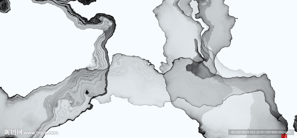 水墨抽象山水画