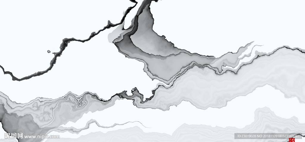 水墨抽象山水画