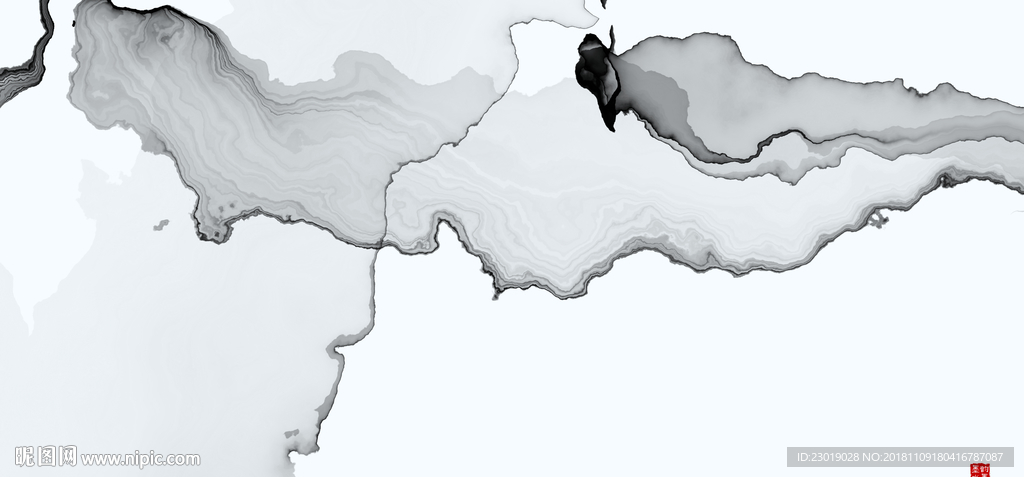 水墨抽象山水画