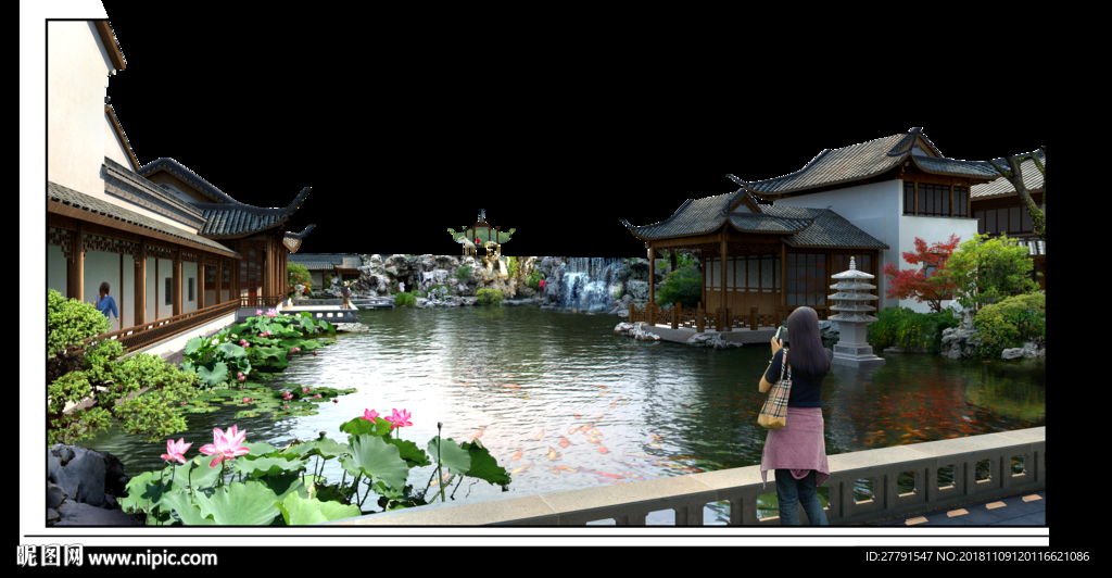 中式庭院景观设计效果图