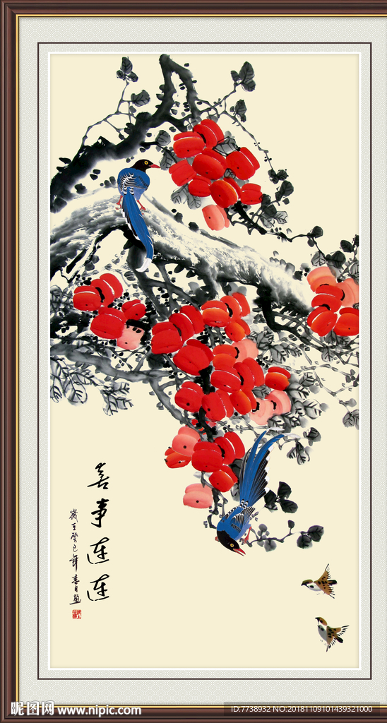 事事如意花鸟国画
