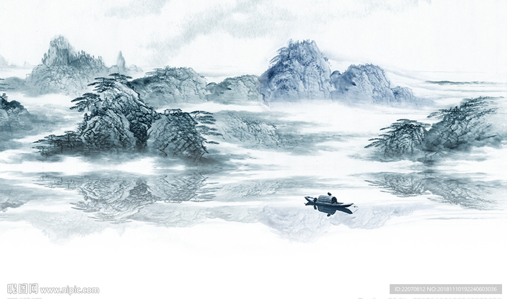 山水风景抽象背景墙