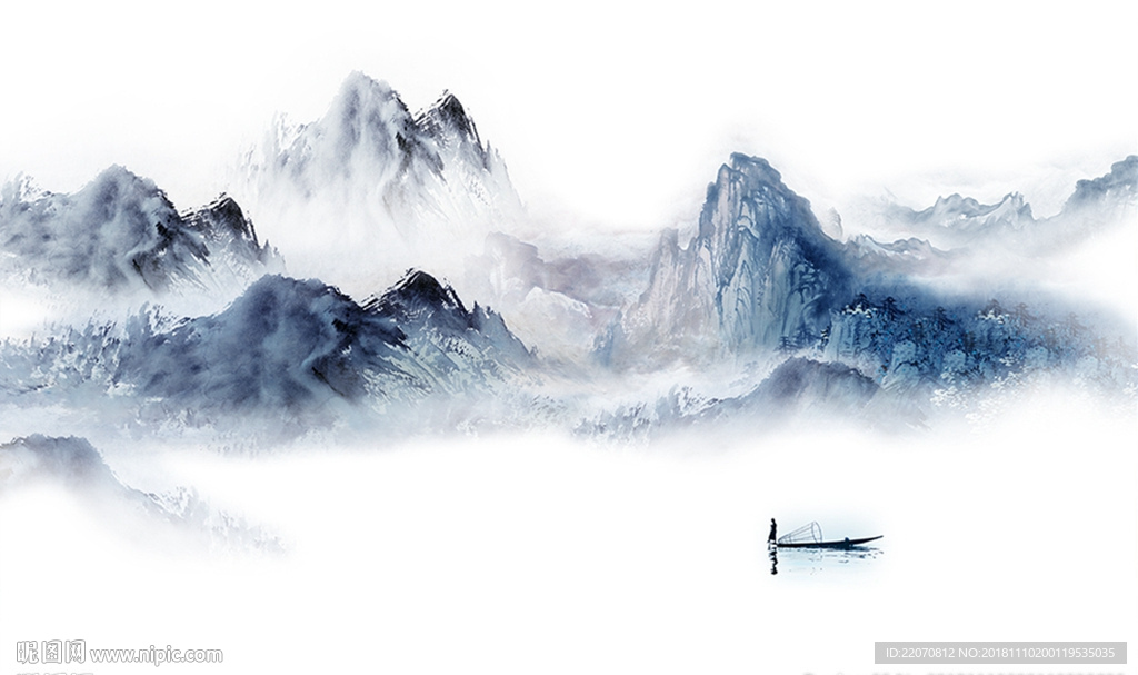 抽象水墨风景背景墙