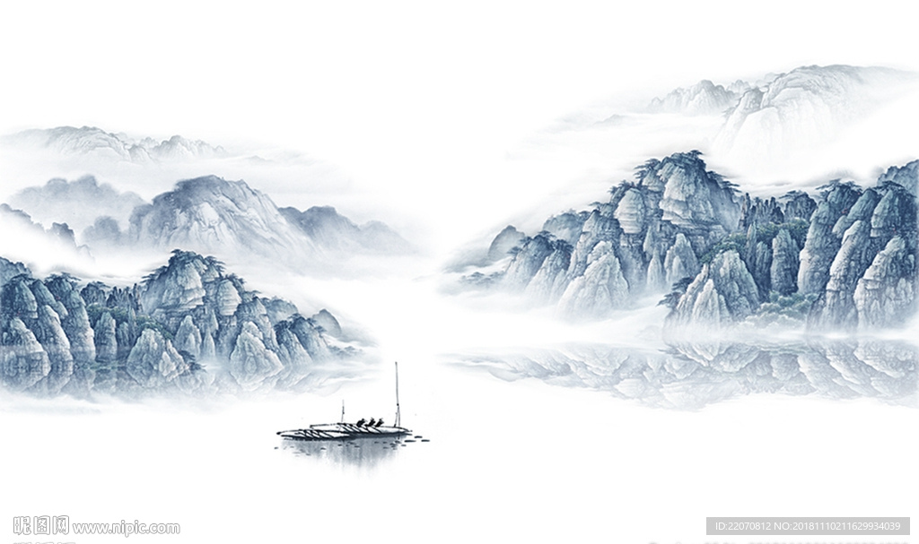 山水风景艺术山河背景墙