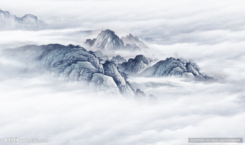 中式水墨山水背景墙