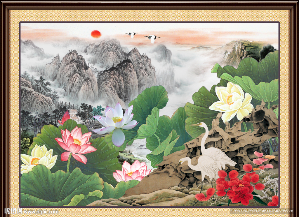国画荷花