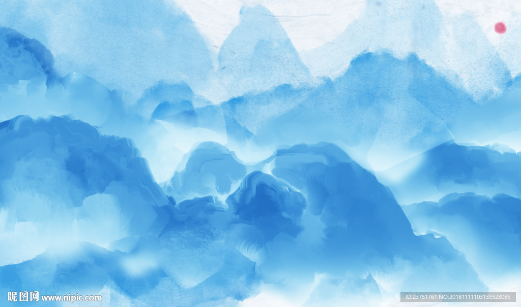 蓝色山水画