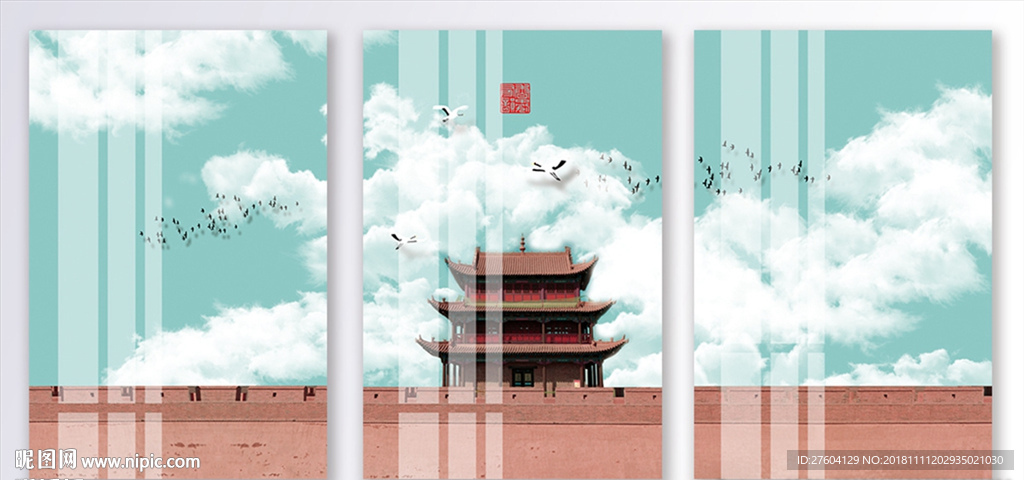 中国风古建筑风景装饰画