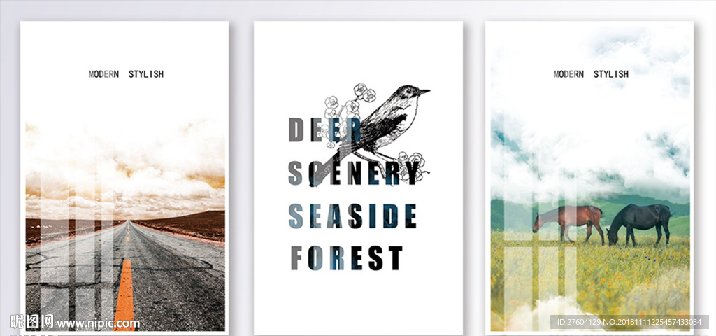 北欧风英文风景创意装饰画