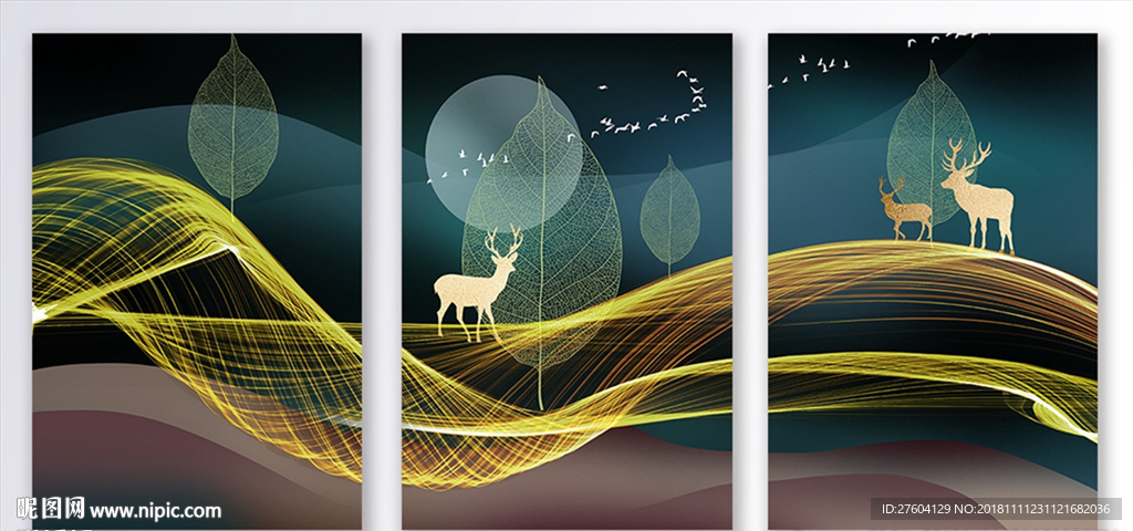 北欧抽象线条装饰画