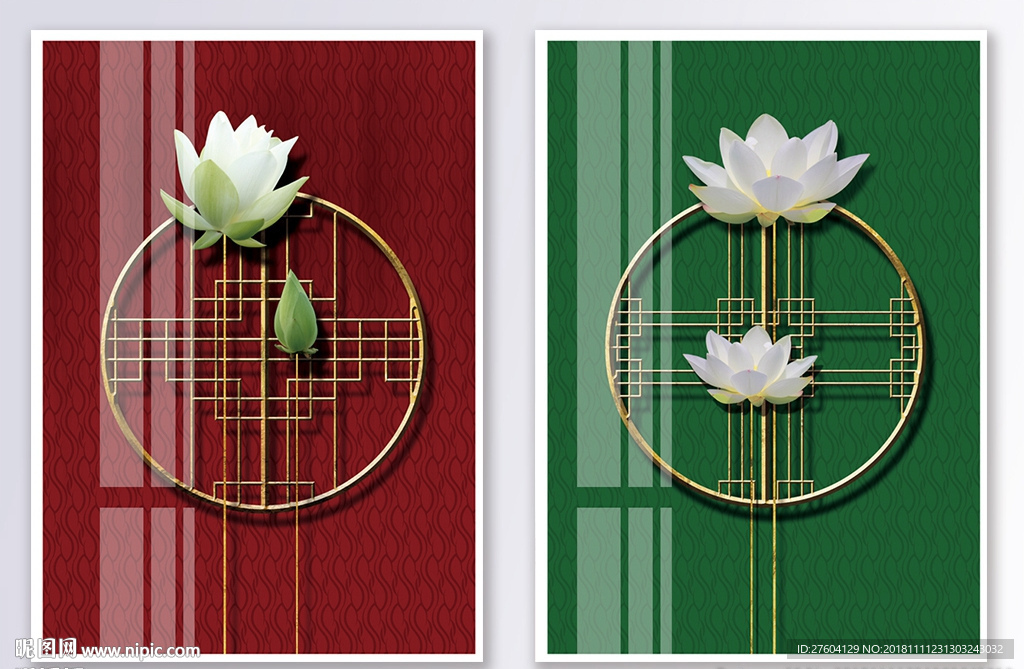 中国风植物荷花创意装饰画