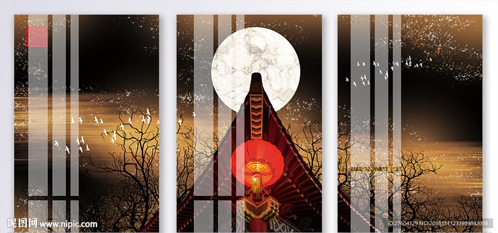 中国风文艺古建筑装饰画