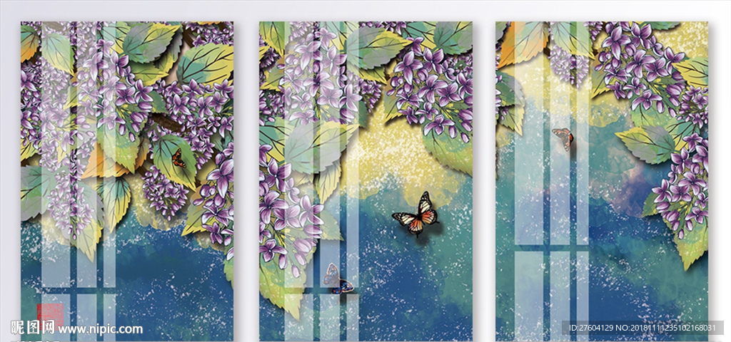 中国风花树风景装饰画