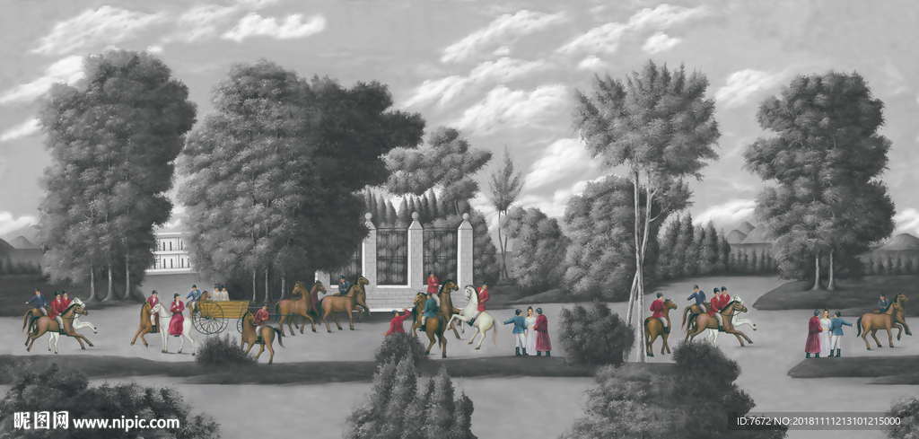 欧洲文艺复兴时期中世纪赛马图
