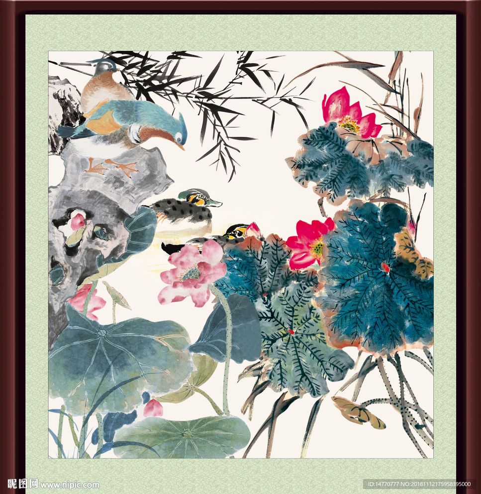 国画荷花 水墨荷花图