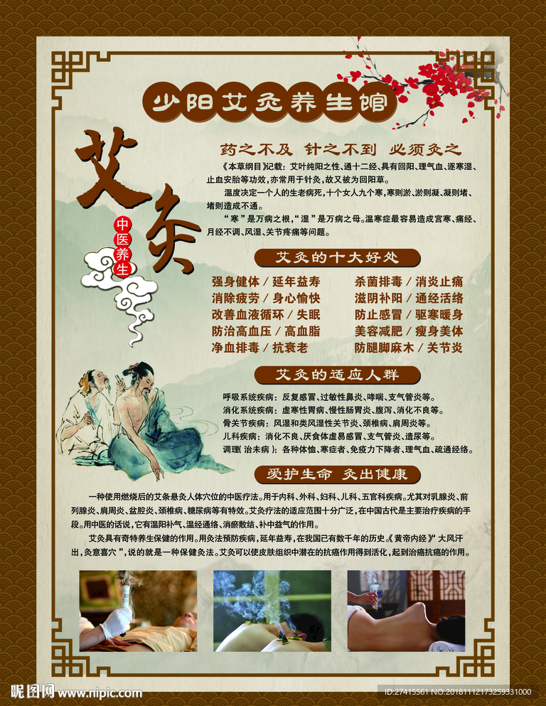 艾灸养生展板