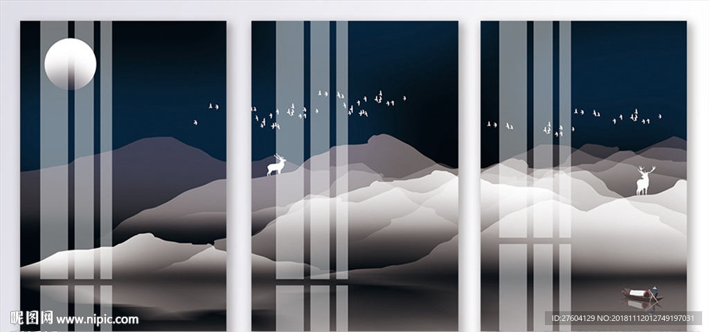 文艺山峦风景创意装饰画