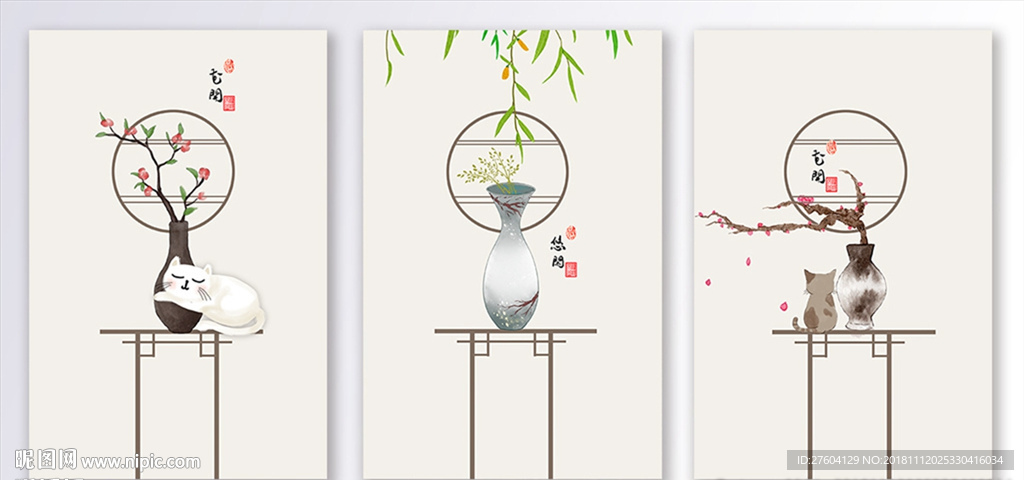 手绘中国风民俗意境装饰画