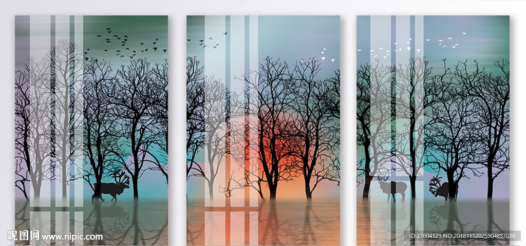 简约唯美森林风景装饰画