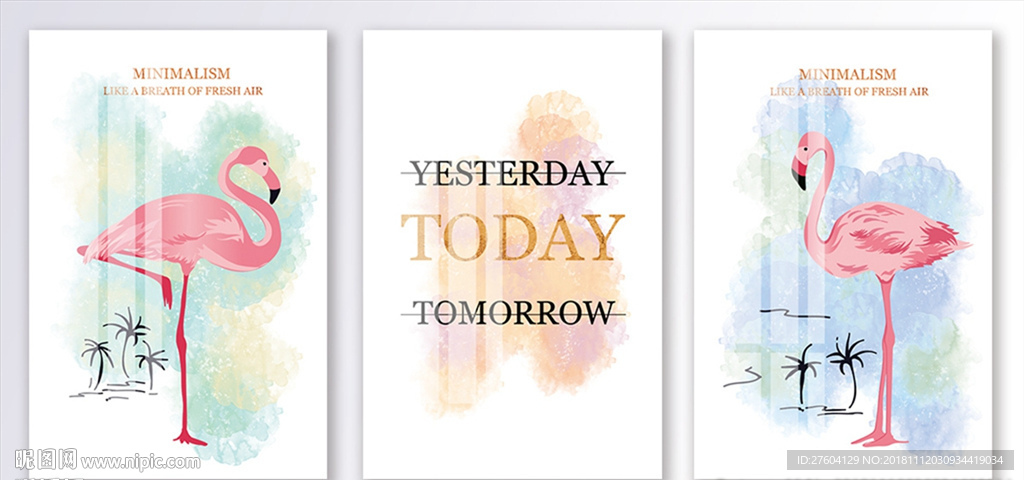 简欧小清新火烈鸟装饰画