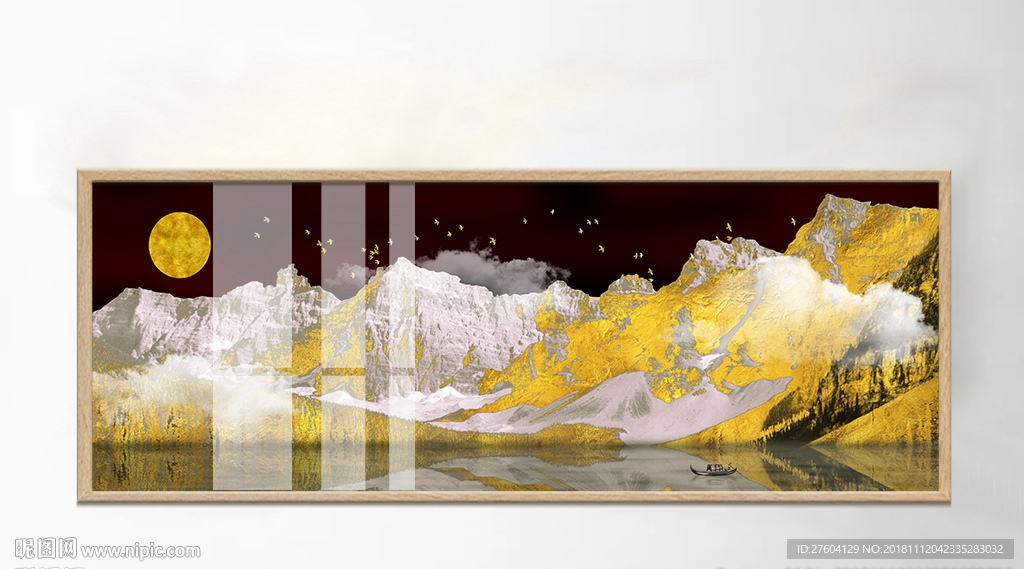 抽象金色山水意境装饰画