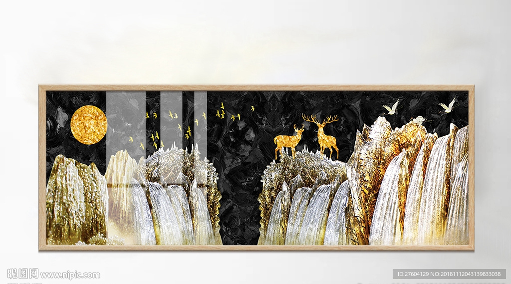 抽象金山麋鹿风景装饰画