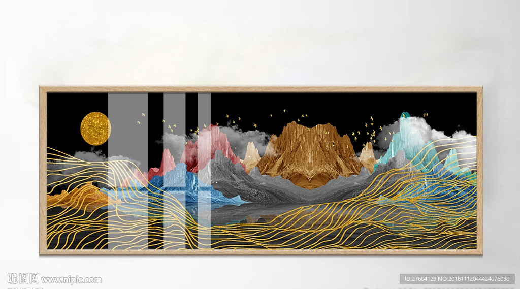 抽象山水线条意境风景装饰画