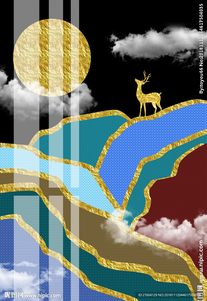 抽象文艺大山麋鹿装饰画