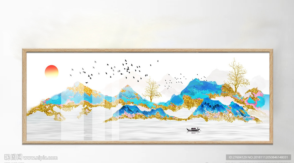 抽象意境山水风景金箔画装饰画