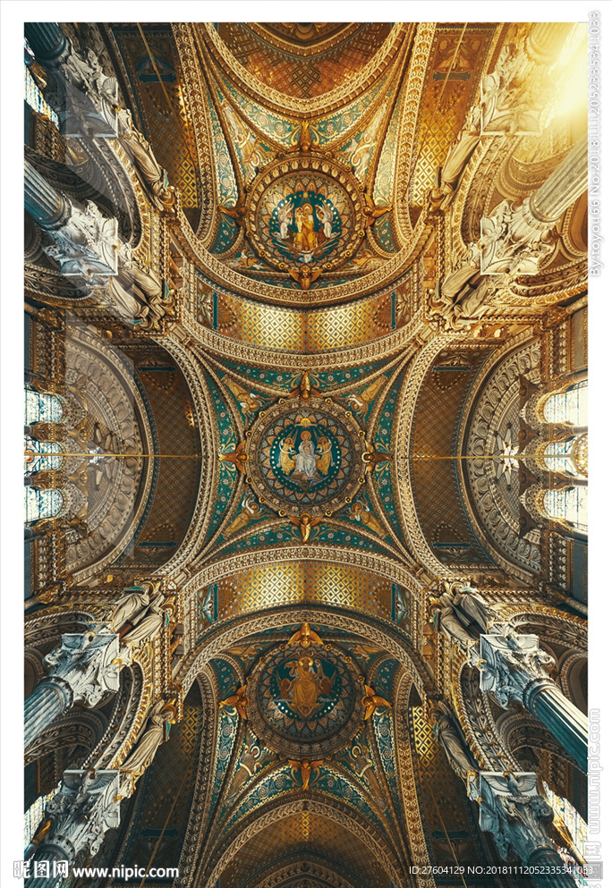 欧式古典建筑穹顶装饰画
