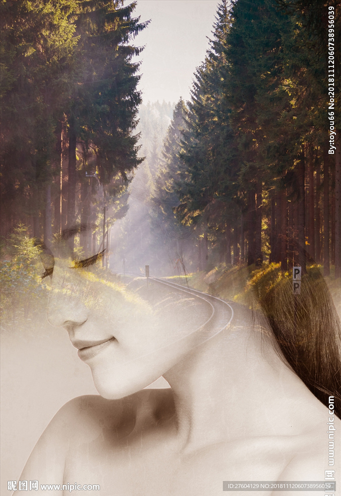 现代简约抽象美女风景装饰画