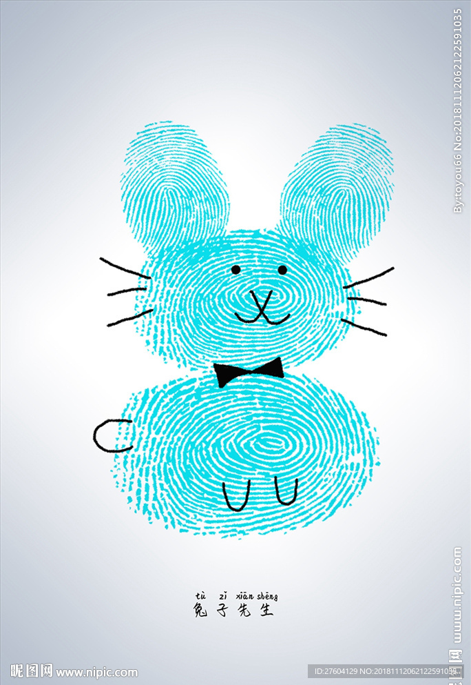 现代指纹创意兔子装饰画