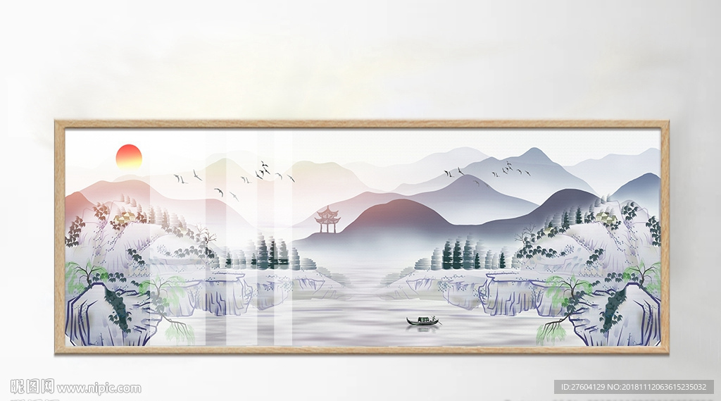 新中式意境山水风景水墨画装饰画