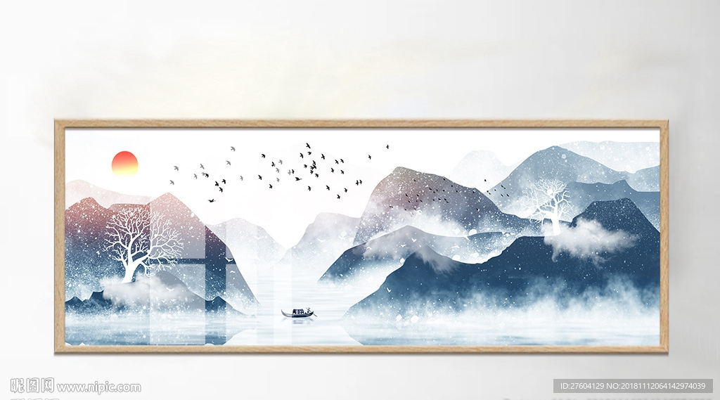 新中式意境唯美水墨山水画装饰画