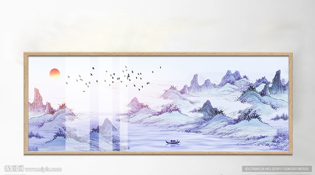 中国风手绘山水风景装饰画