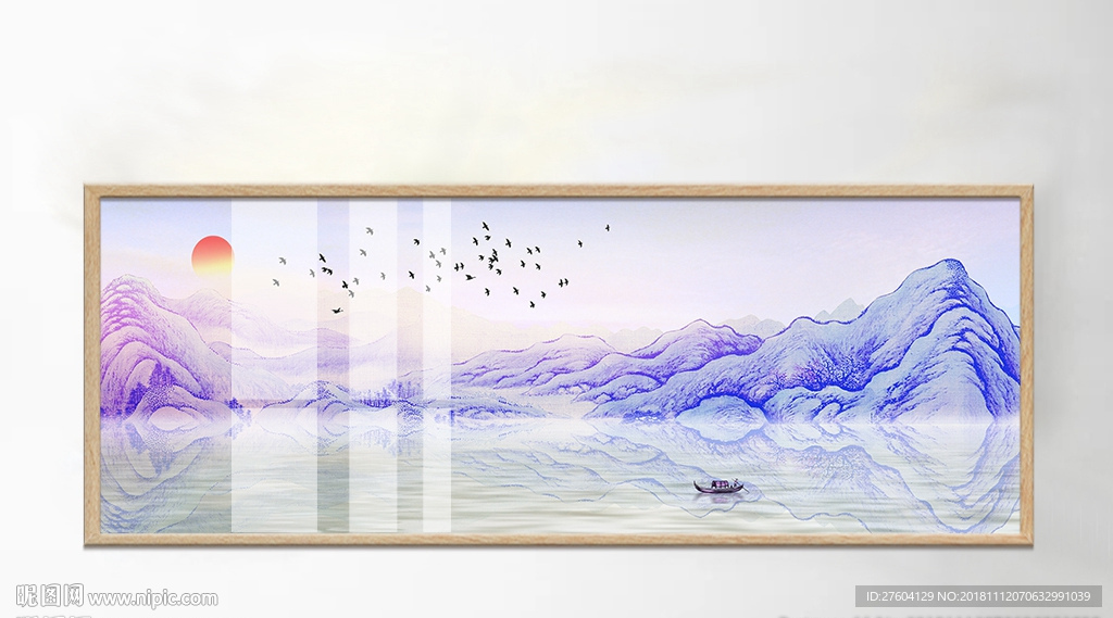 中国风唯美水墨山水风景装饰画