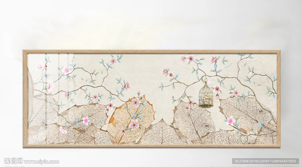 中国风手绘玉兰花工笔画装饰画