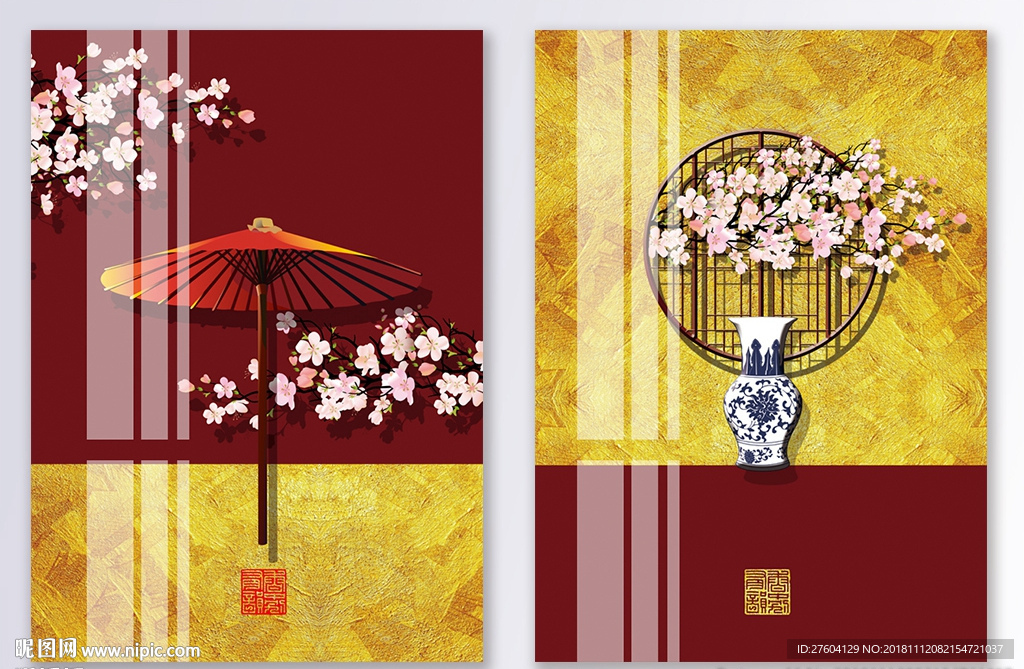 中国风民俗风景创意装饰画设计图__绘画书法_文化艺术_设计图库_昵图网