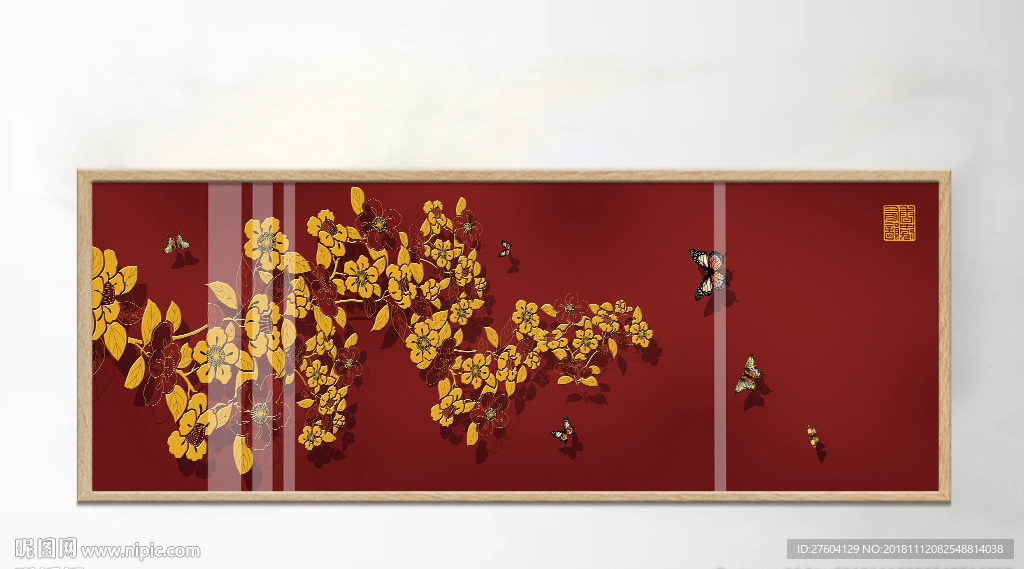 中国风花卉植物风景装饰画