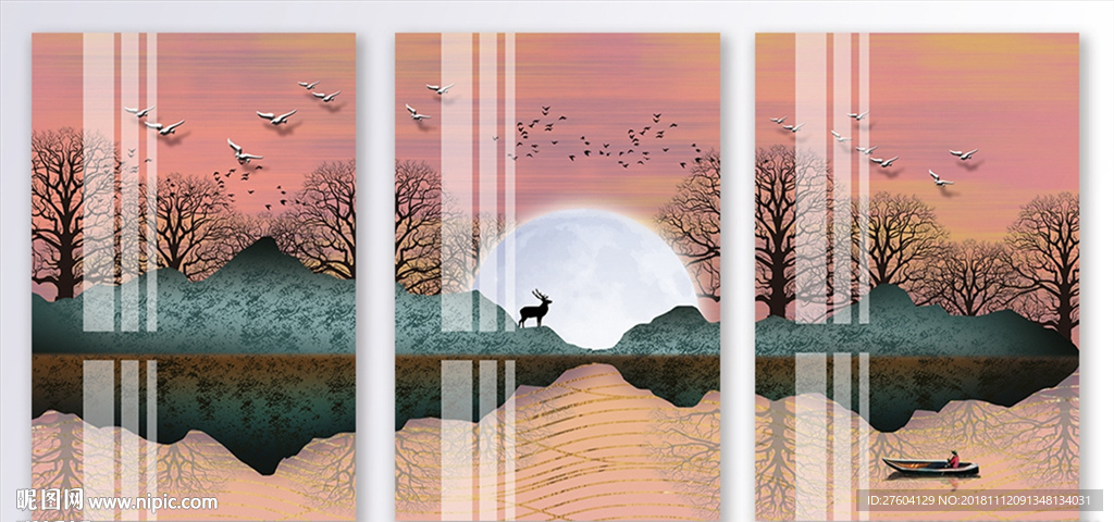 唯美山川湖水风景装饰画