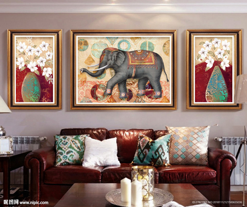 大象复古装饰画